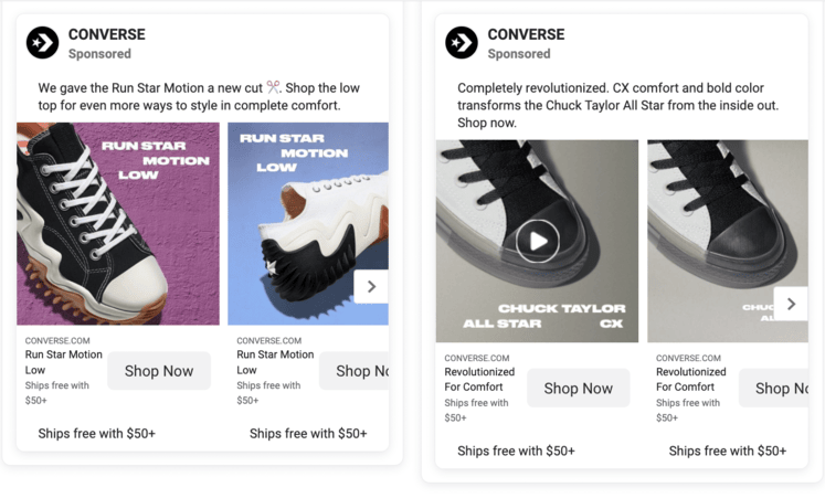 Facebook collection ad with AI-based product suggestions