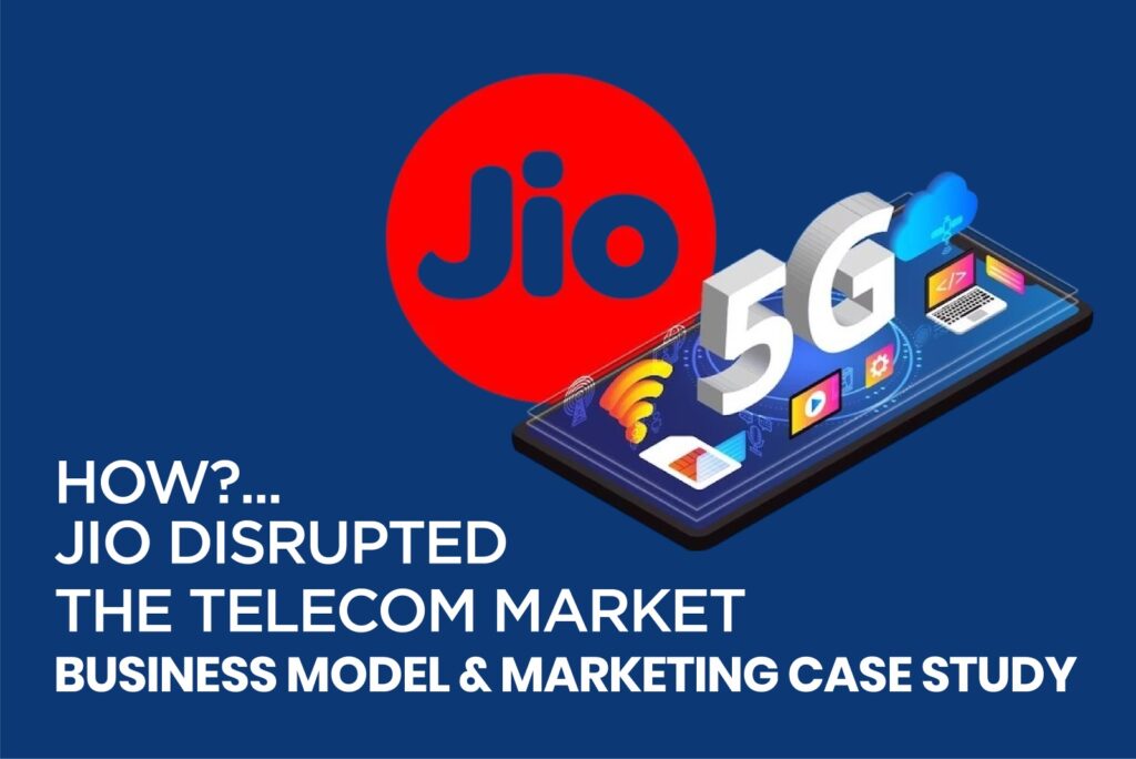 Jio 5G illustration with smartphone showing telecom and internet icons