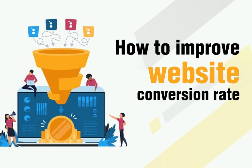 Illustration showing website conversion funnel and optimization concept