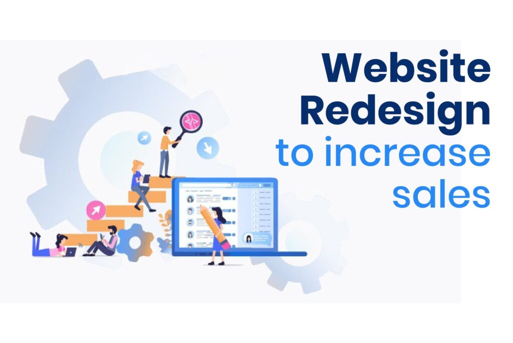 Team working on website redesign strategy to increase sales