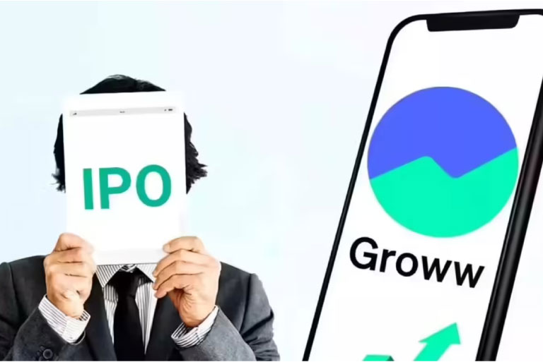 Groww and Pine Labs IPO illustrated with digital stock chart