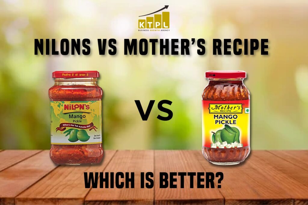 Nilons vs Mother’s Recipe mango pickle comparison image showing both jars side-by-side.