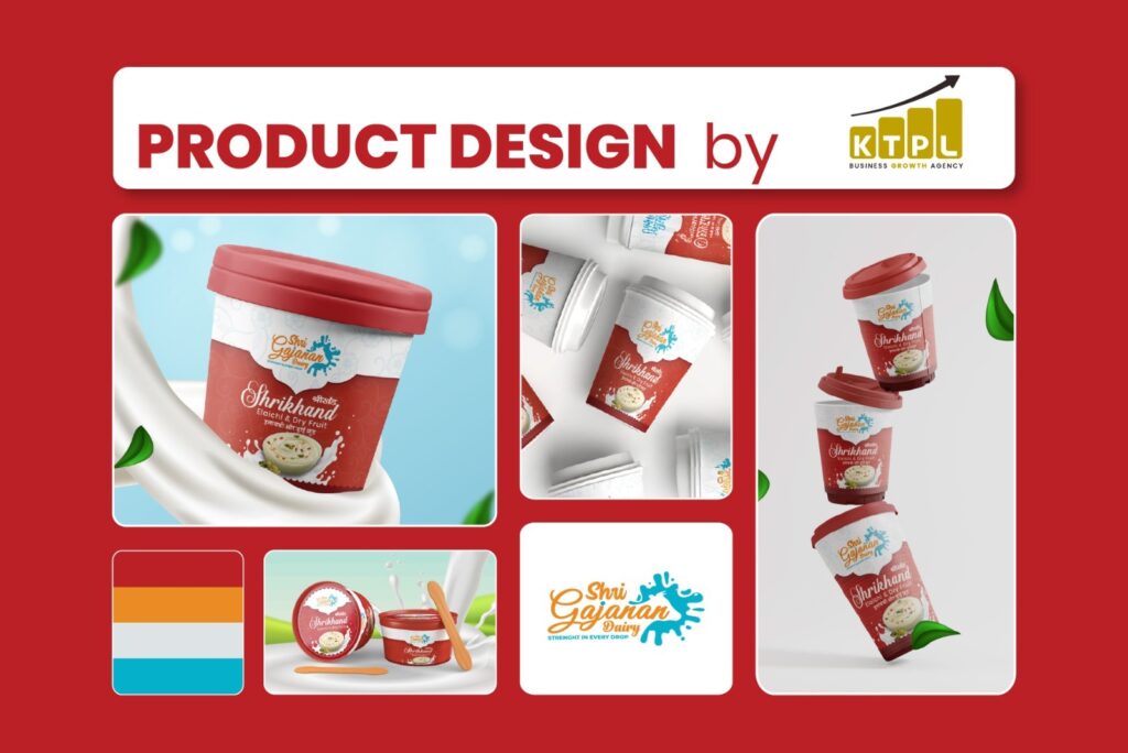 Shrikhand packaging design for Shri Gajanan Dairy showing premium dairy product packaging created by KTPL Business Growth Agency