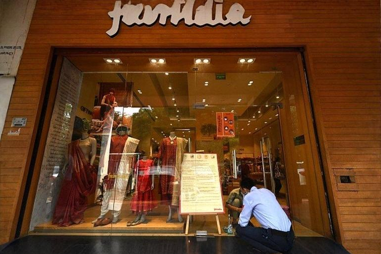 FabIndia store showcasing traditional Indian fashion compared with global fast fashion brands like Zara
