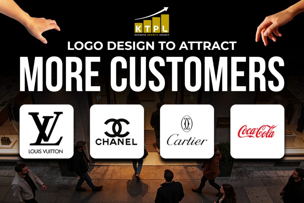 Logo design to attract more customers showcasing famous brand logos and business growth concept
